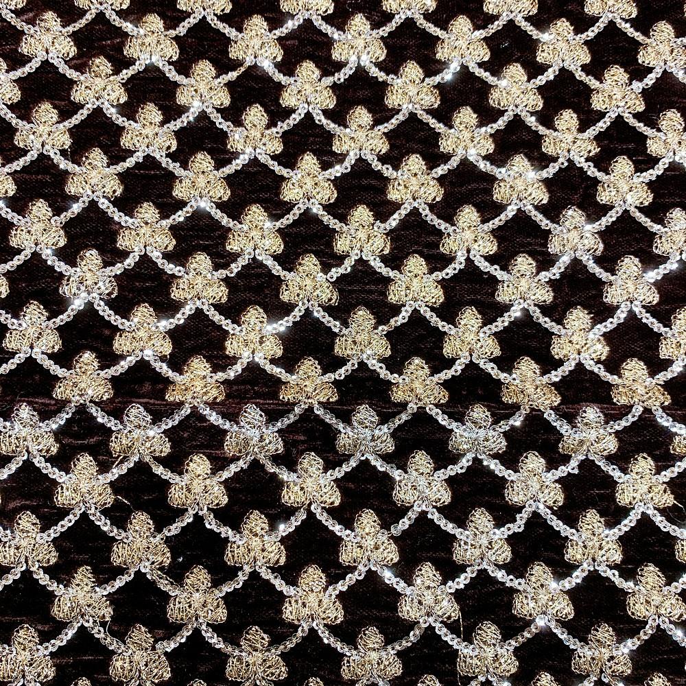 Sequins Embroidery Work On Velvet Fabric, view 1
