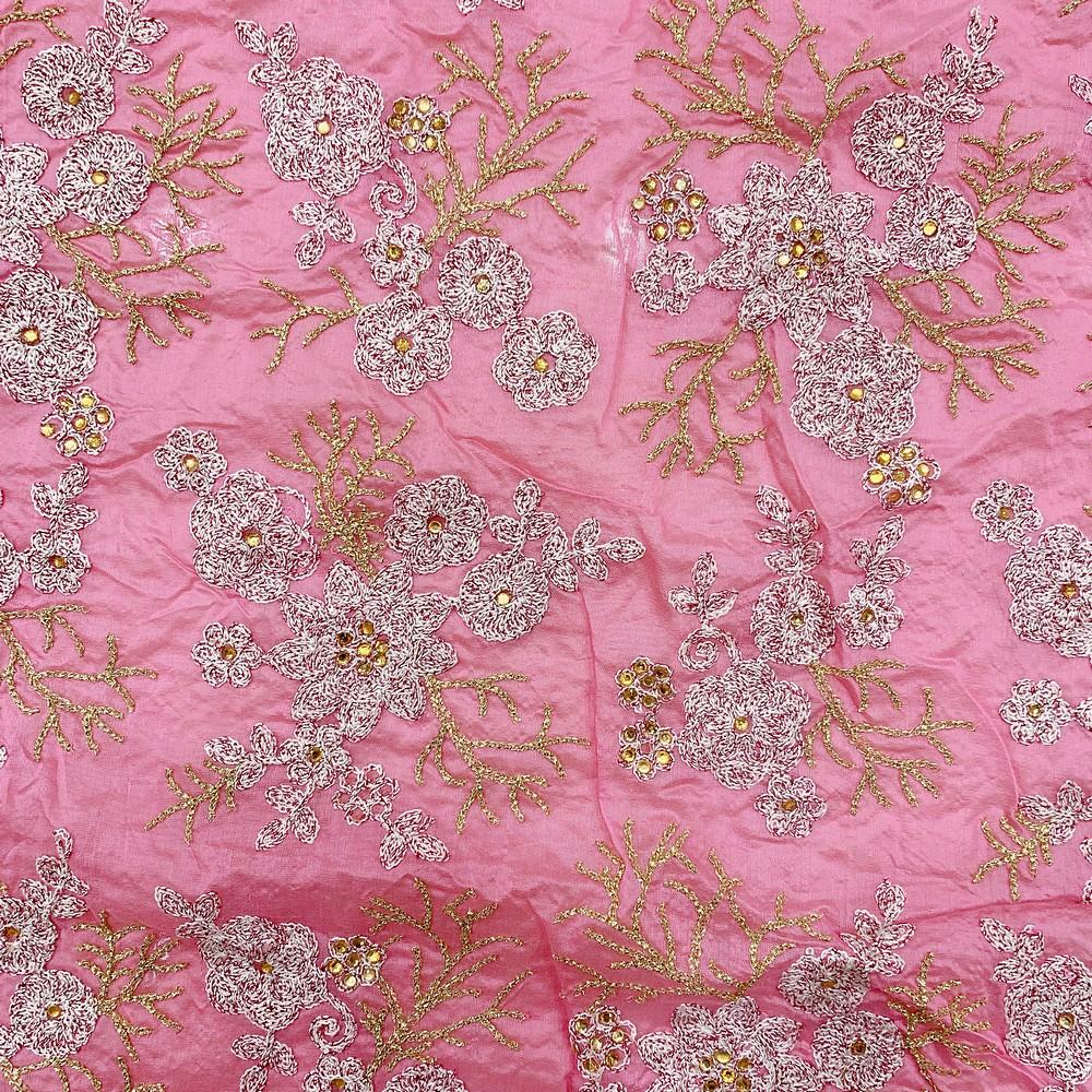 Embroidery Work On Cotton Fabric With Stone Work, view 1