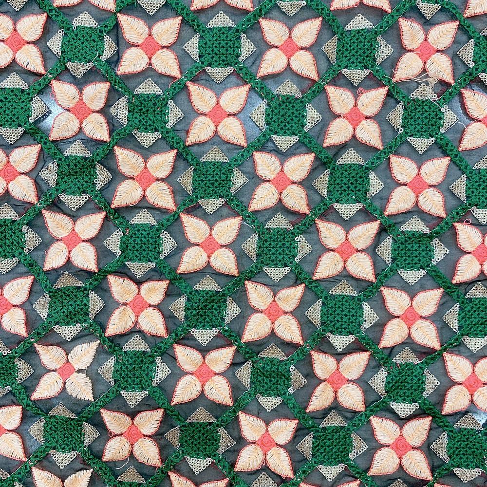 Parsi Embroidery Work On Net Fabric, view 1