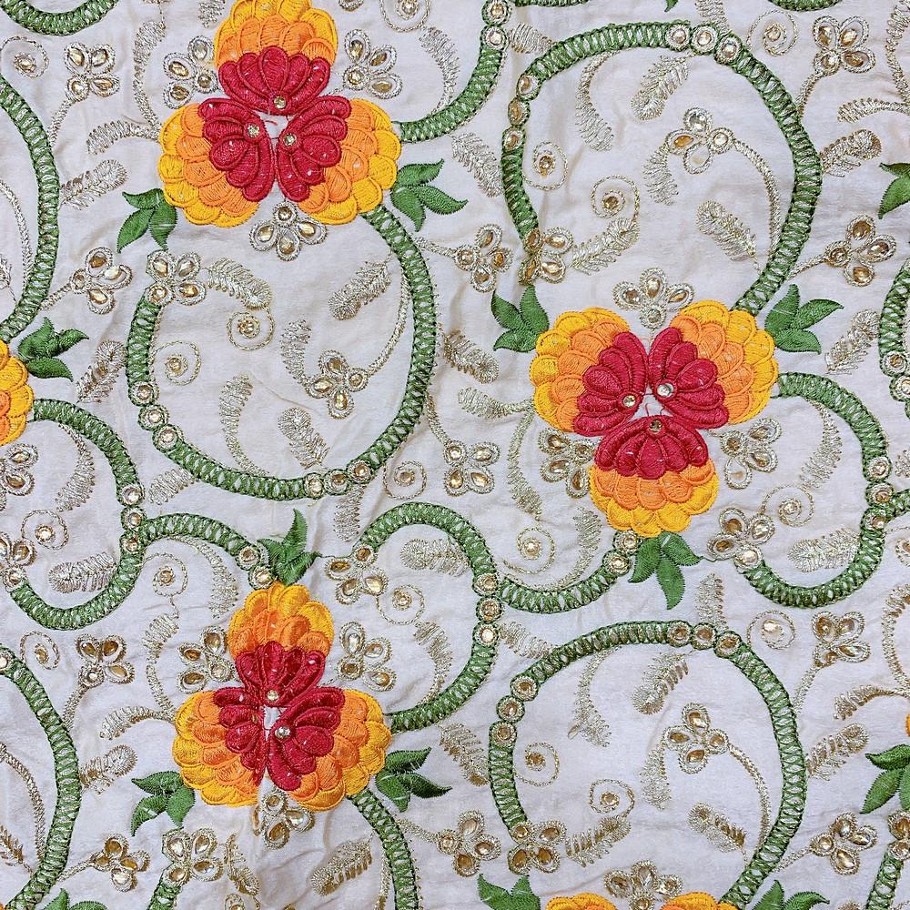 Embroidery Work On Cotton Fabric With Stone Work, view 1
