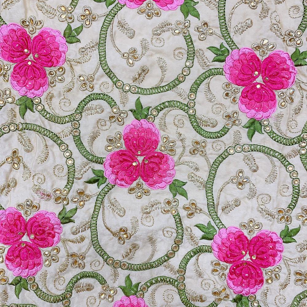 Embroidery Work On Cotton Fabric With Stone Work, view 1