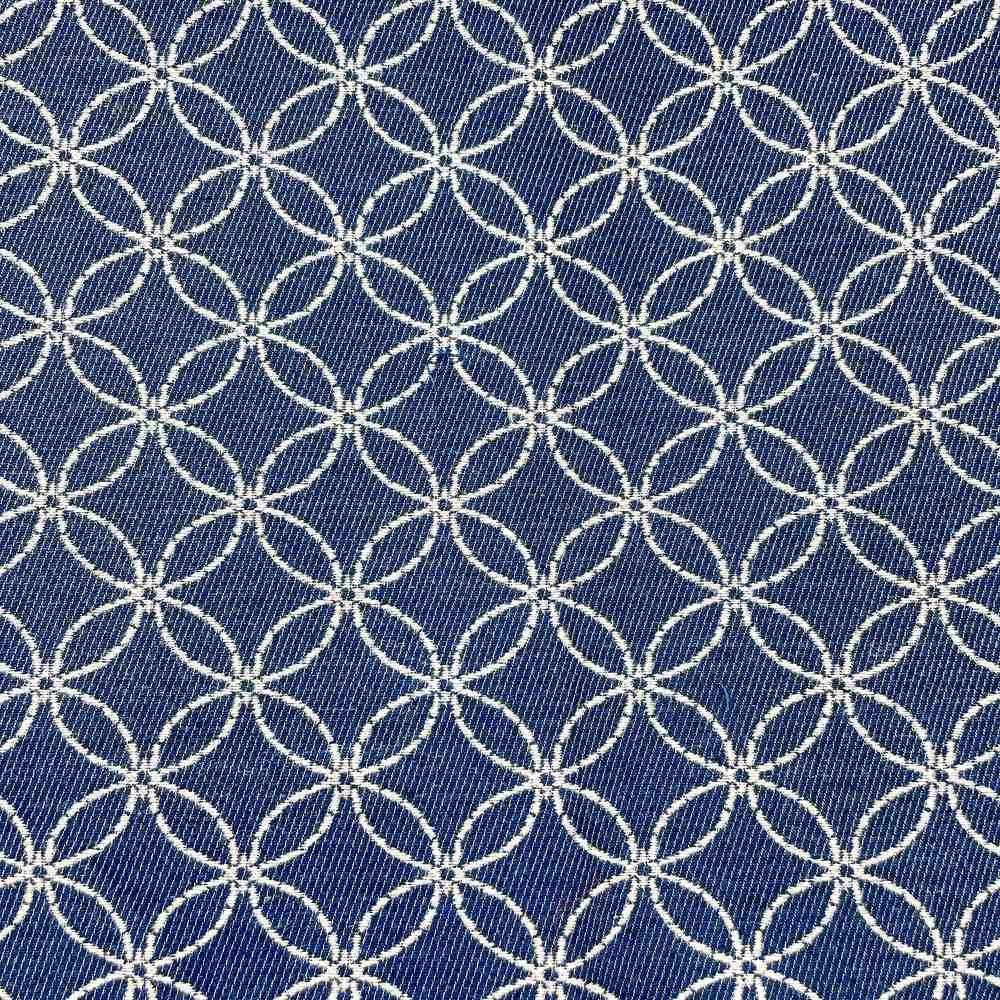 9oz Blue Interlocking Circle Jacquard Denim Fabric, view 1