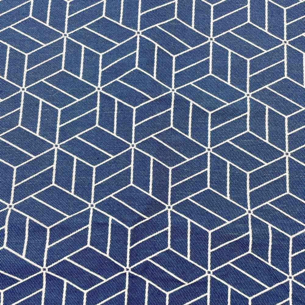 9oz Blue 3D Isometric Cube Pattern Jacquard Denim Fabric, view 1