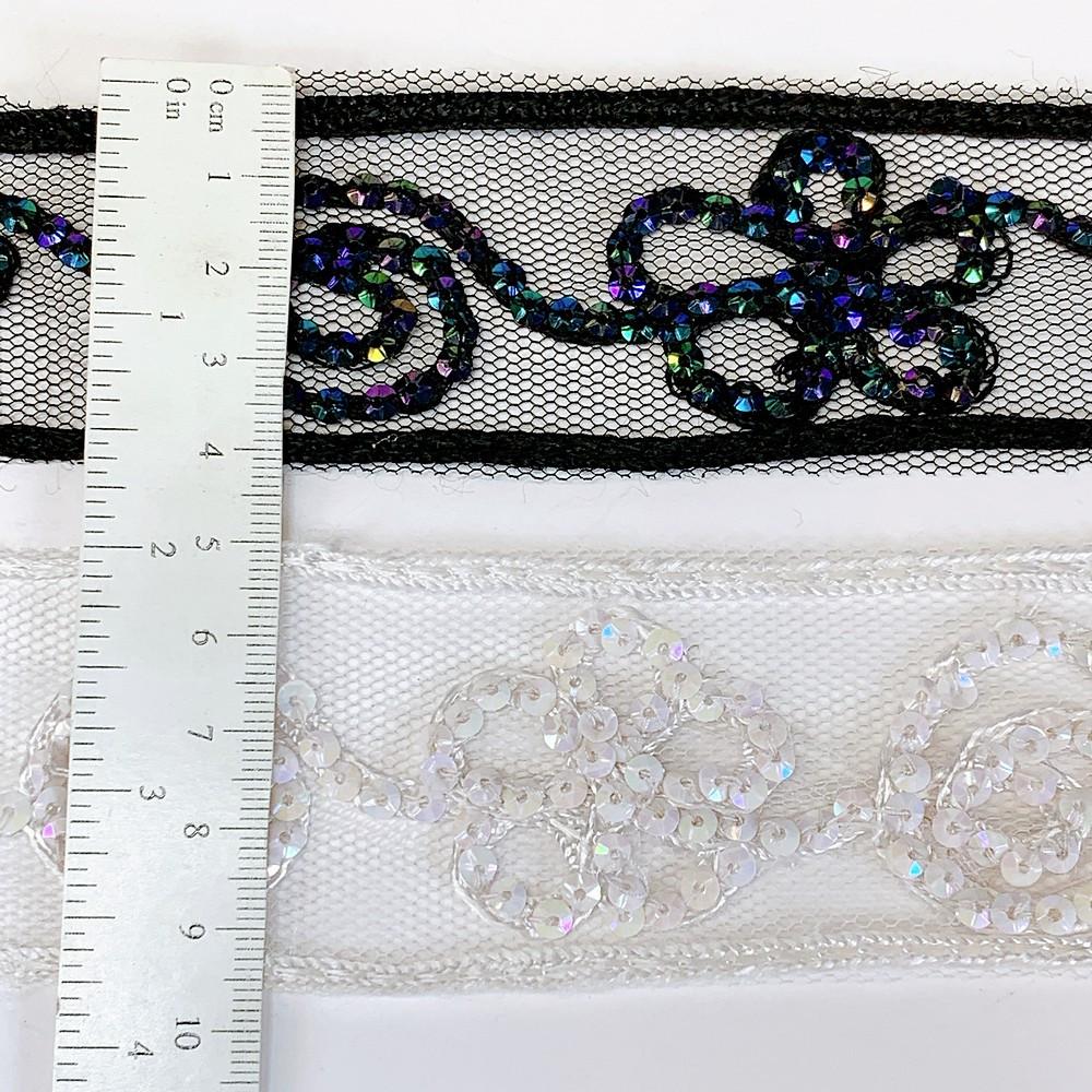44 mm Designer Embroidery Lace With Sequins Work, view 1