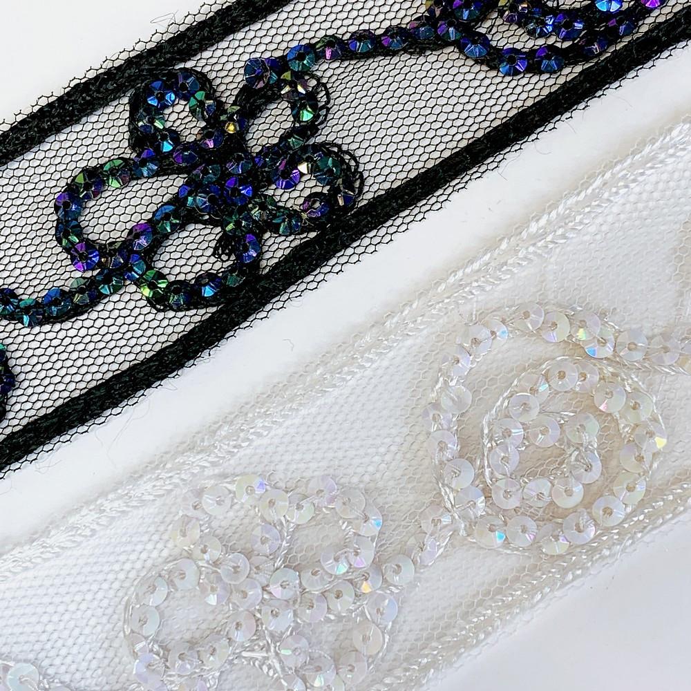 44 mm Designer Embroidery Lace With Sequins Work, view 2