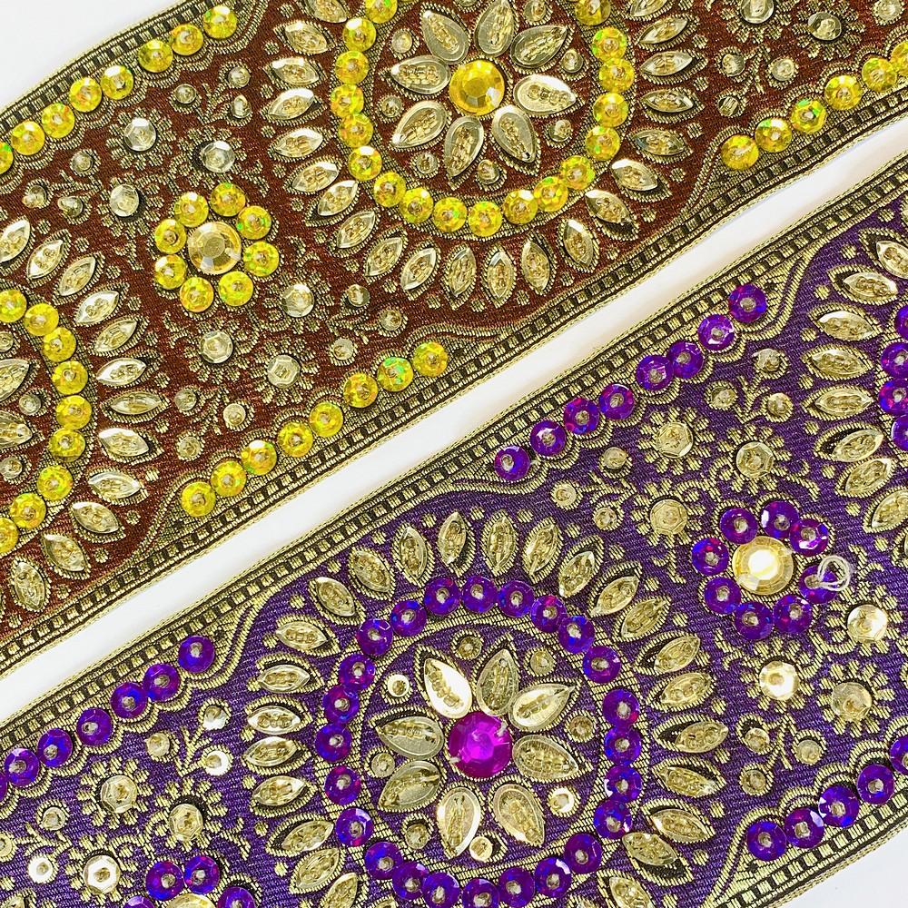 95mm Designer Lace With Sequins And Stone Work, view 2
