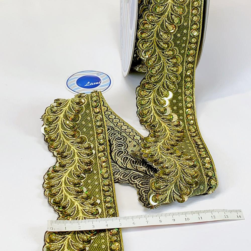 50mm Designer Cutwork Embroidery Lace With Stone Work, view 1