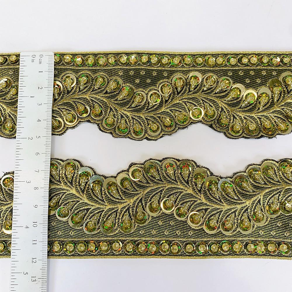 50mm Designer Cutwork Embroidery Lace With Stone Work, view 2