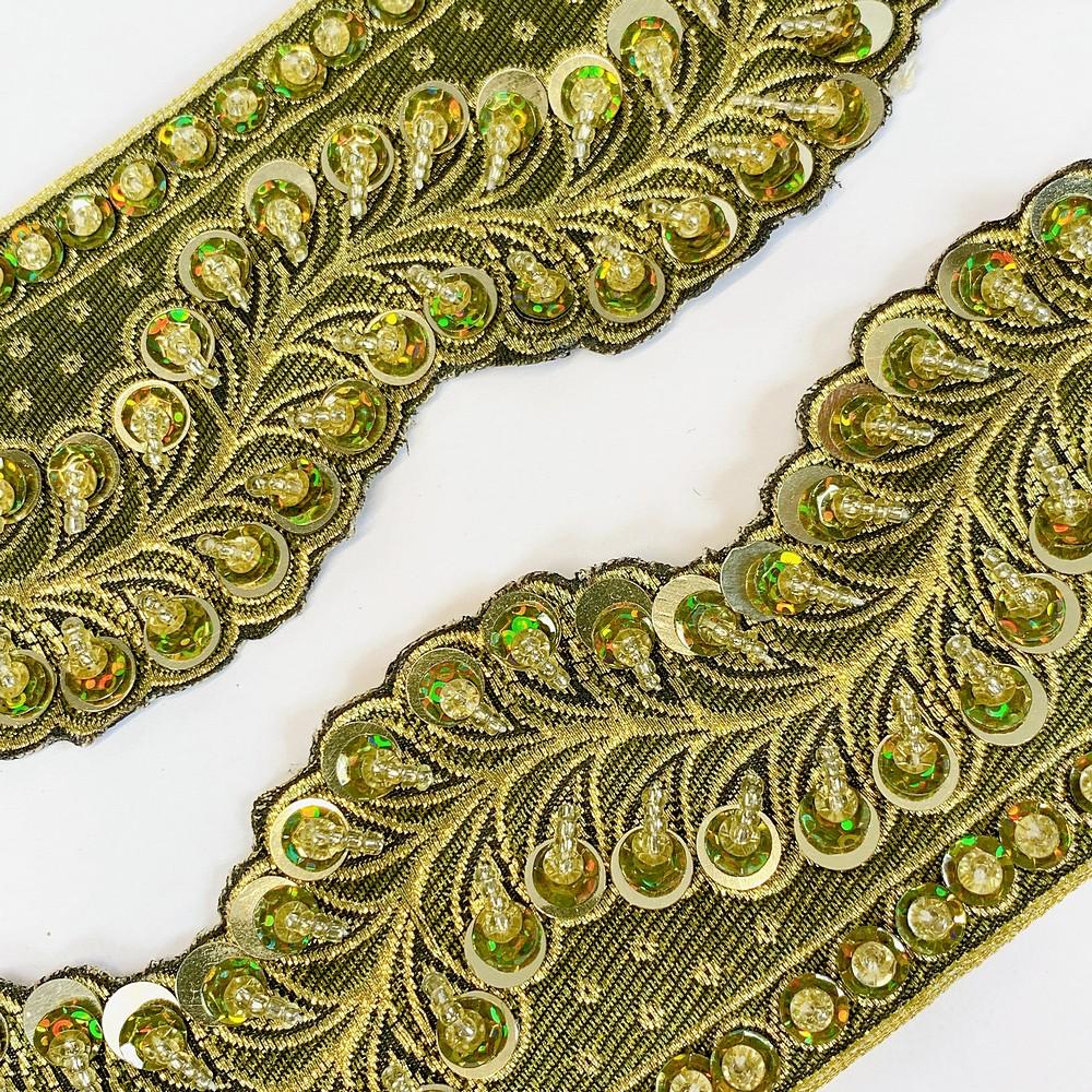 50mm Designer Cutwork Embroidery Lace With Stone Work, view 3