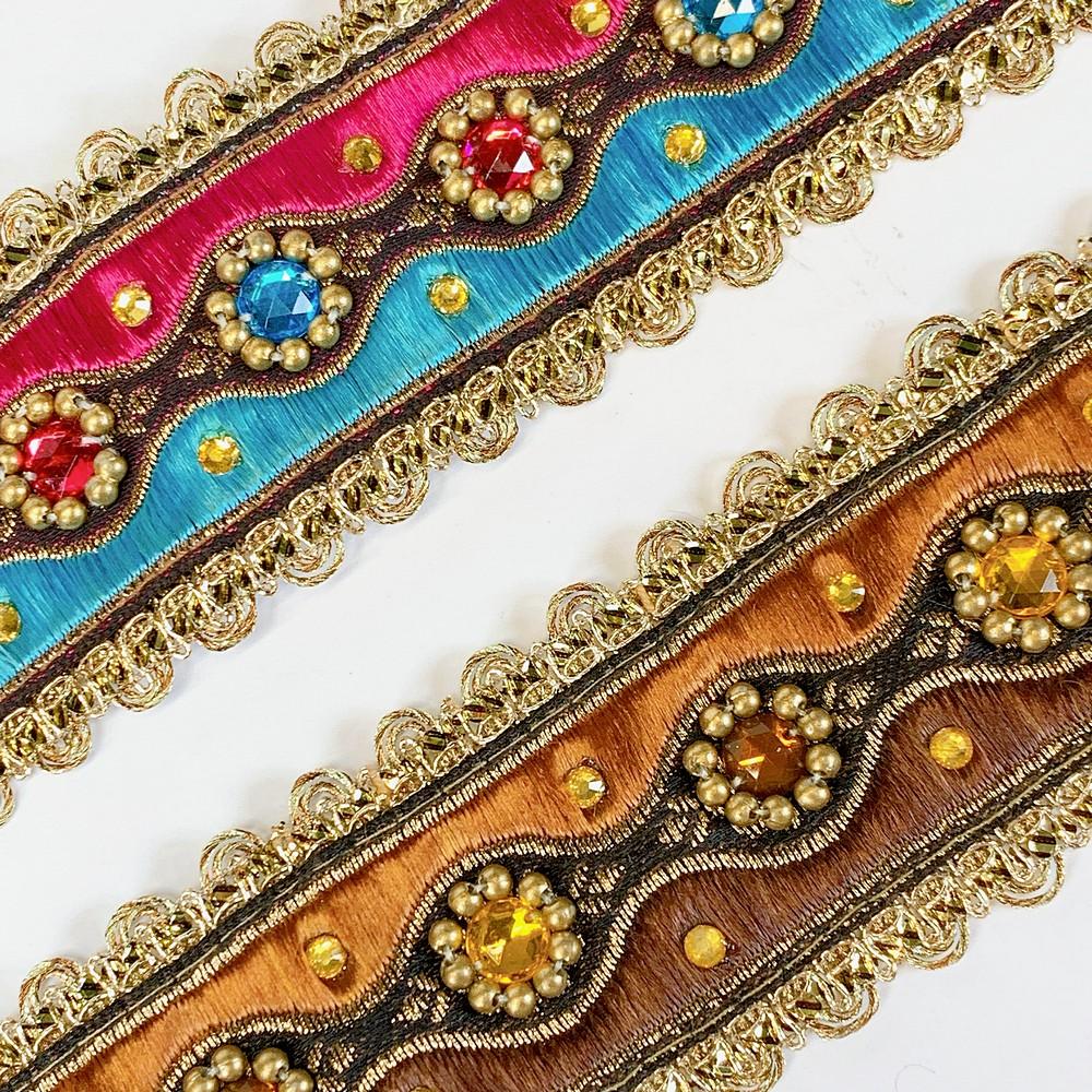 45mm Designer Jacquard Lace With Stone Work, view 2
