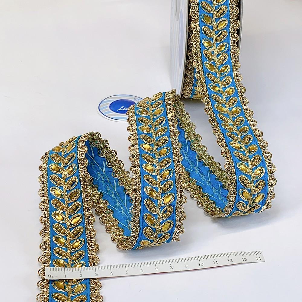 35mm Designer Embroidery Lace With Stone Work, view 1