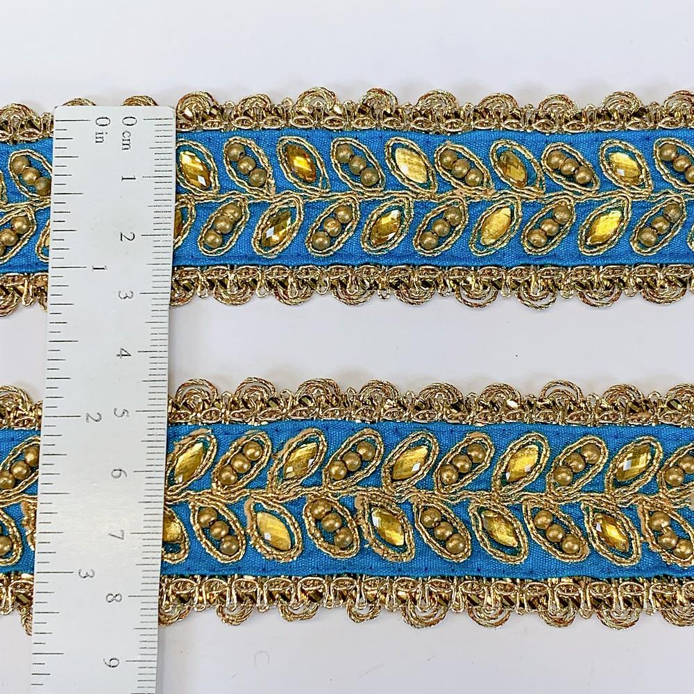 35mm Designer Embroidery Lace With Stone Work, view 2