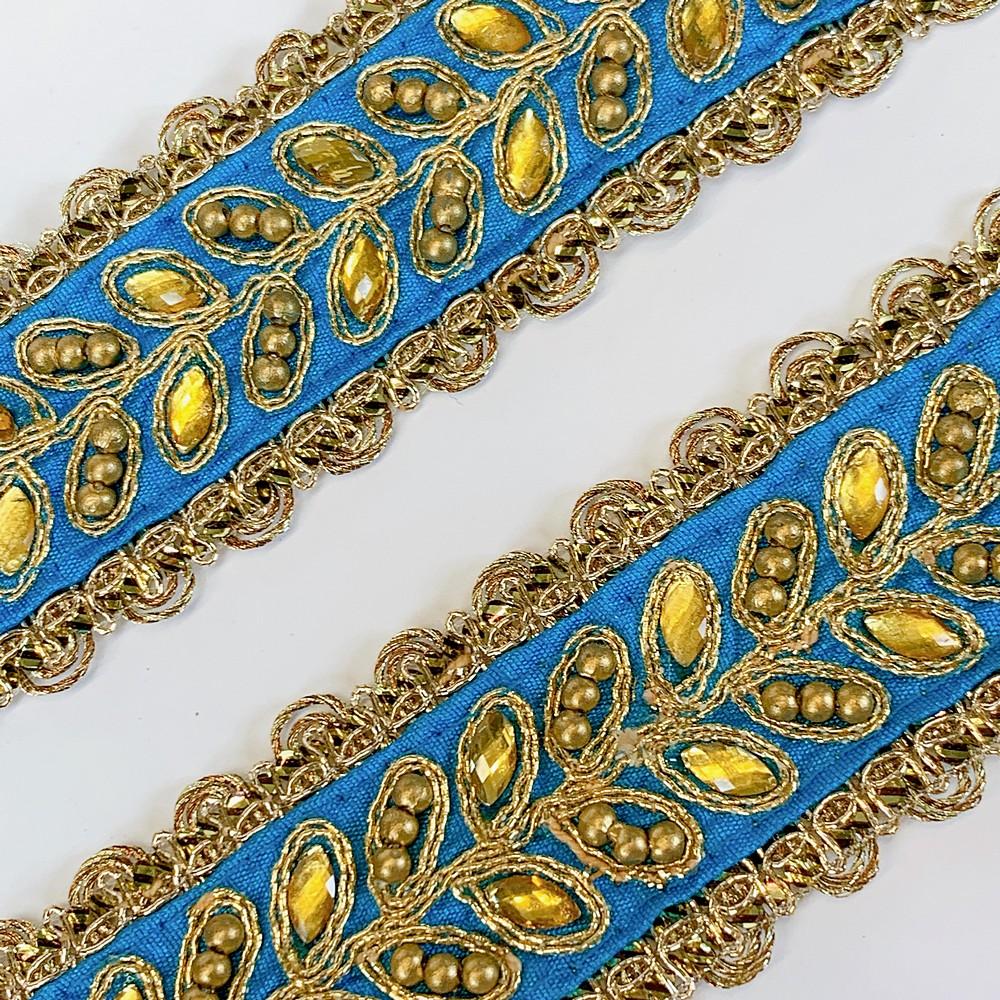 35mm Designer Embroidery Lace With Stone Work, view 3