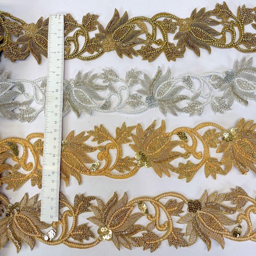 Embroidery Cutwork Border with Jardozi and Sequins Work – Designer Lace for Sarees, Lehengas & Dresses, view 2