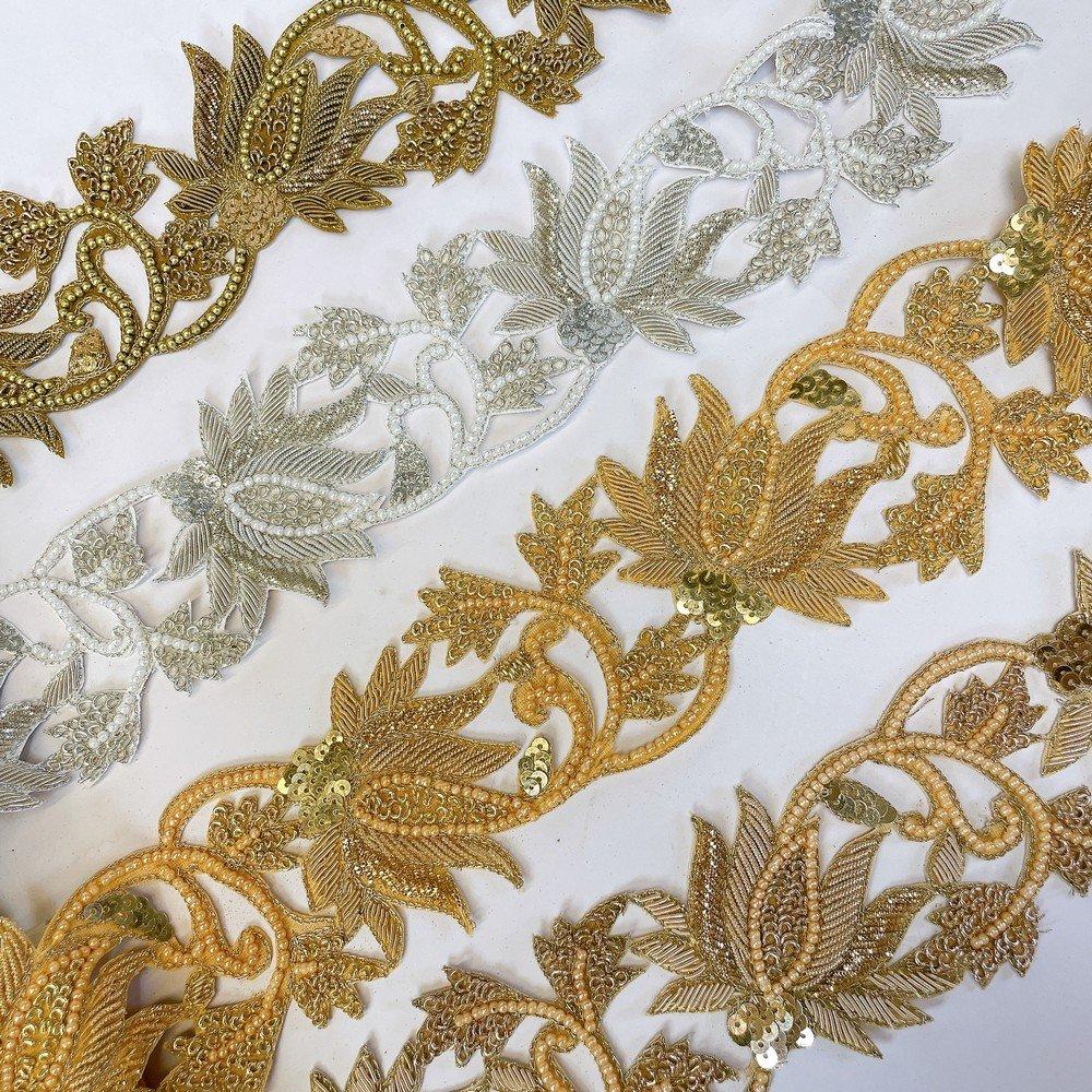 Embroidery Cutwork Border with Jardozi and Sequins Work – Designer Lace for Sarees, Lehengas & Dresses, view 3
