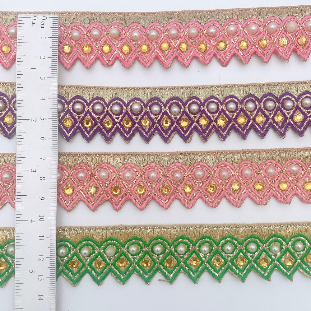 25mm Elegant Pearl & Mirror Embroidered Lace, view 2