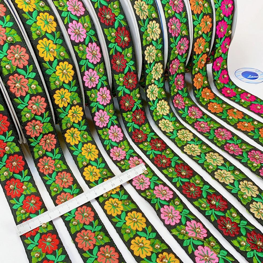 30mm Designer Jacquard Lace With Stone Work, view 5