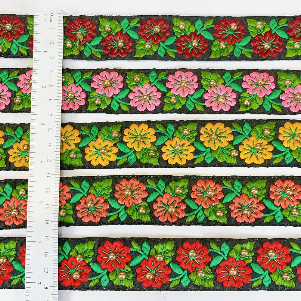 30mm Designer Jacquard Lace With Stone Work, view 1