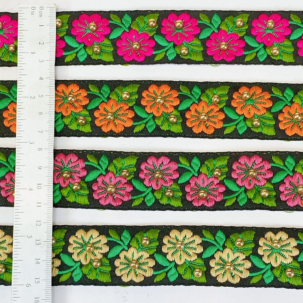 30mm Designer Jacquard Lace With Stone Work, view 2