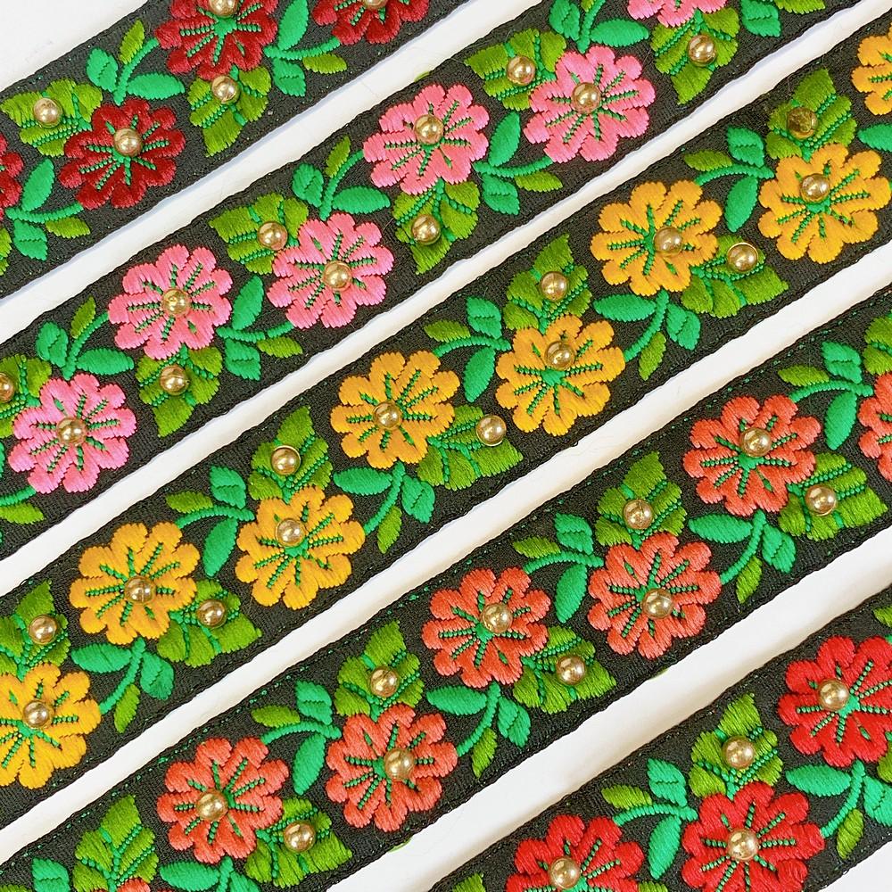 30mm Designer Jacquard Lace With Stone Work, view 3