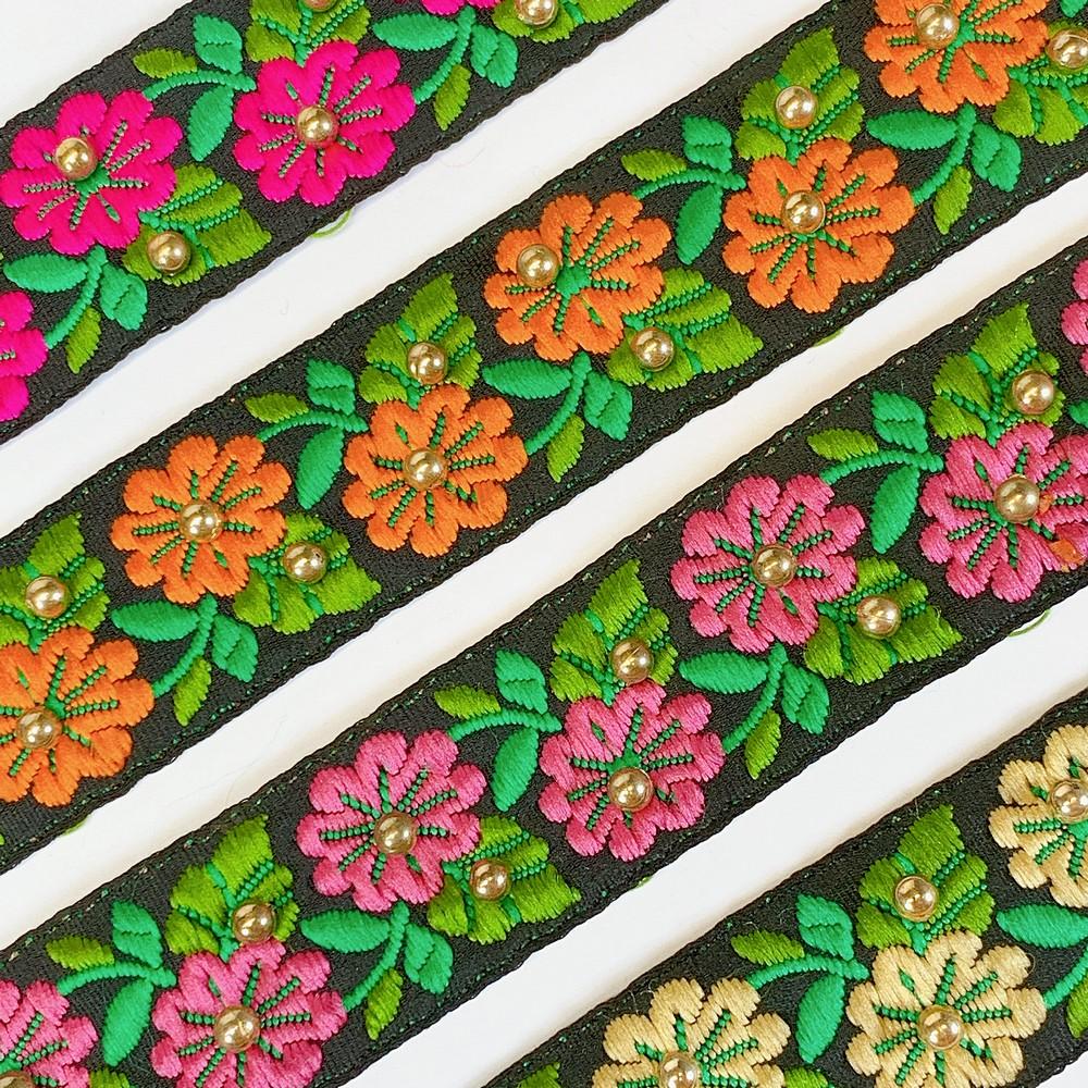 30mm Designer Jacquard Lace With Stone Work, view 4