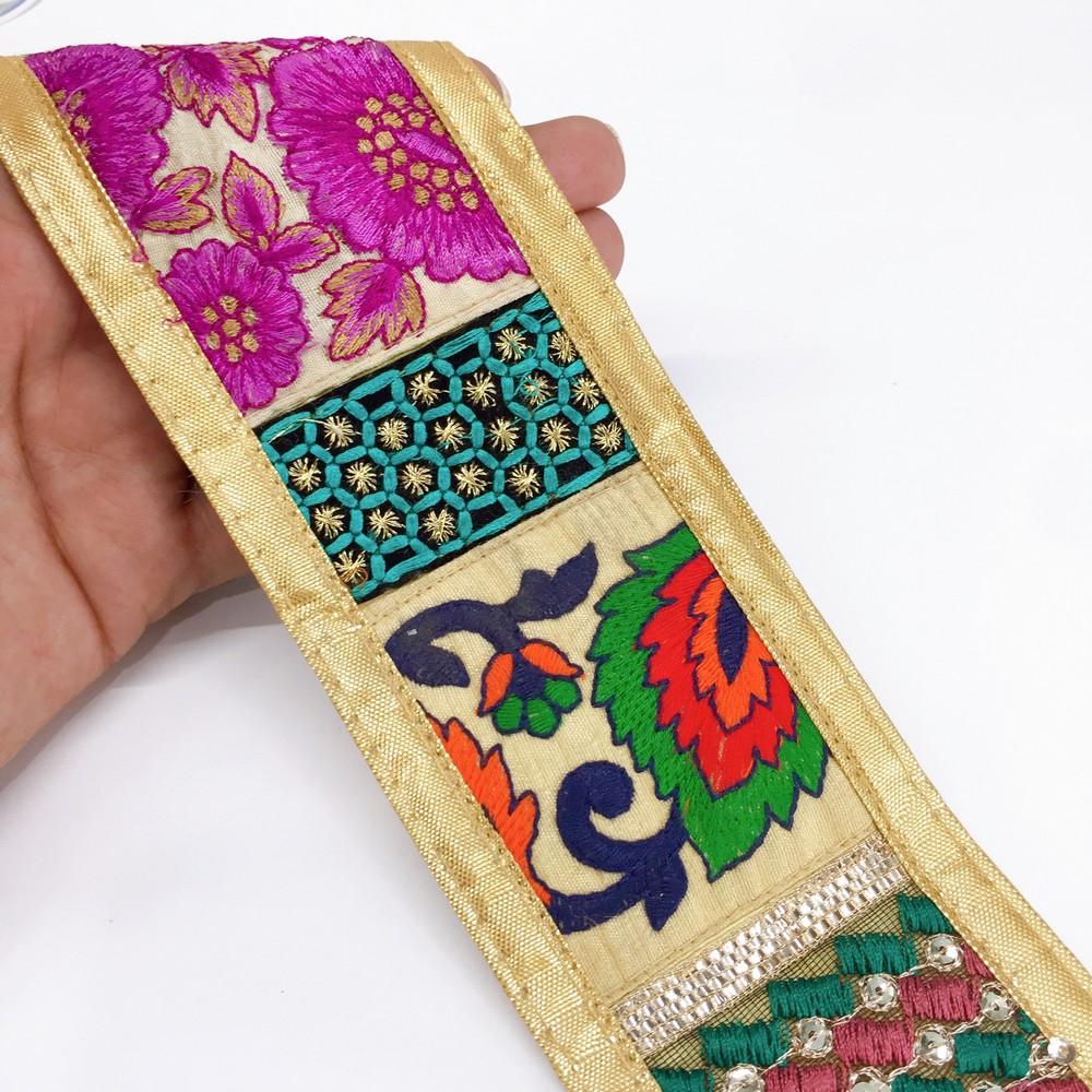 70mm Mix Khichdi Multicolour Jacquard Lace, view 1