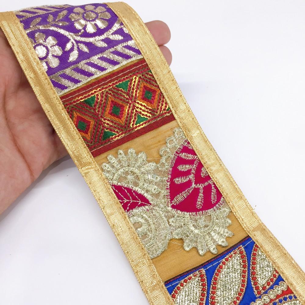 70mm Mix Khichdi Multicolour Jacquard Lace, view 2