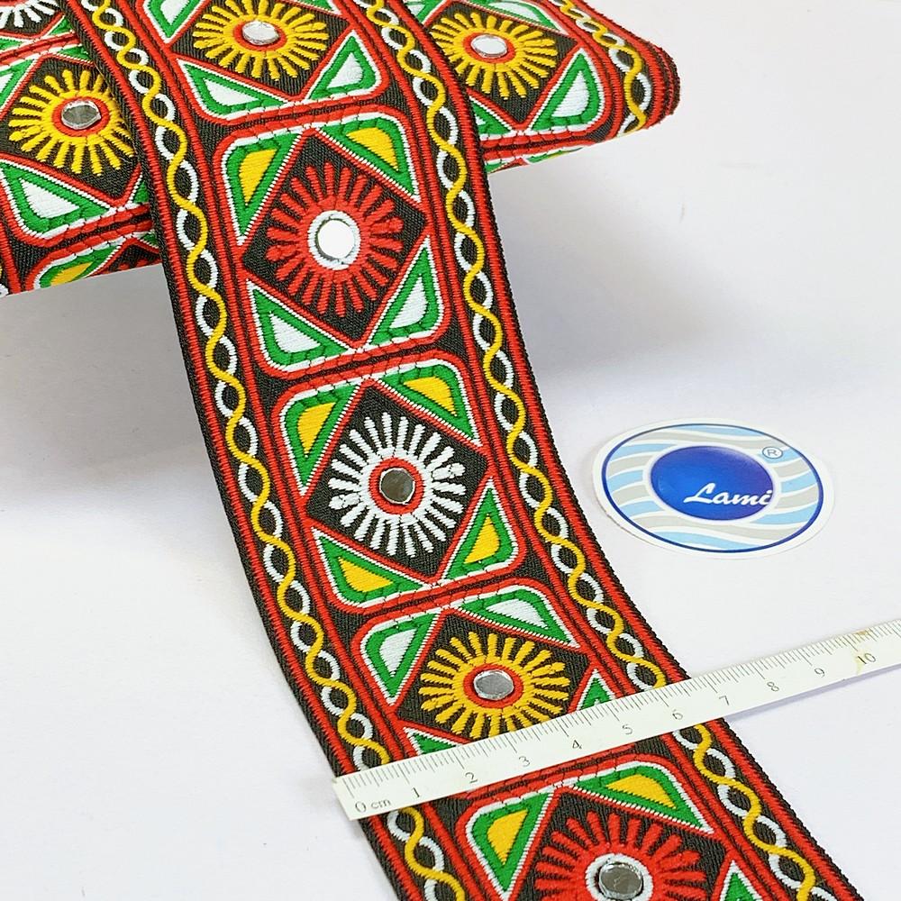 66 mm Kutchi Design Jacquard Lace With Zari Work, view 1