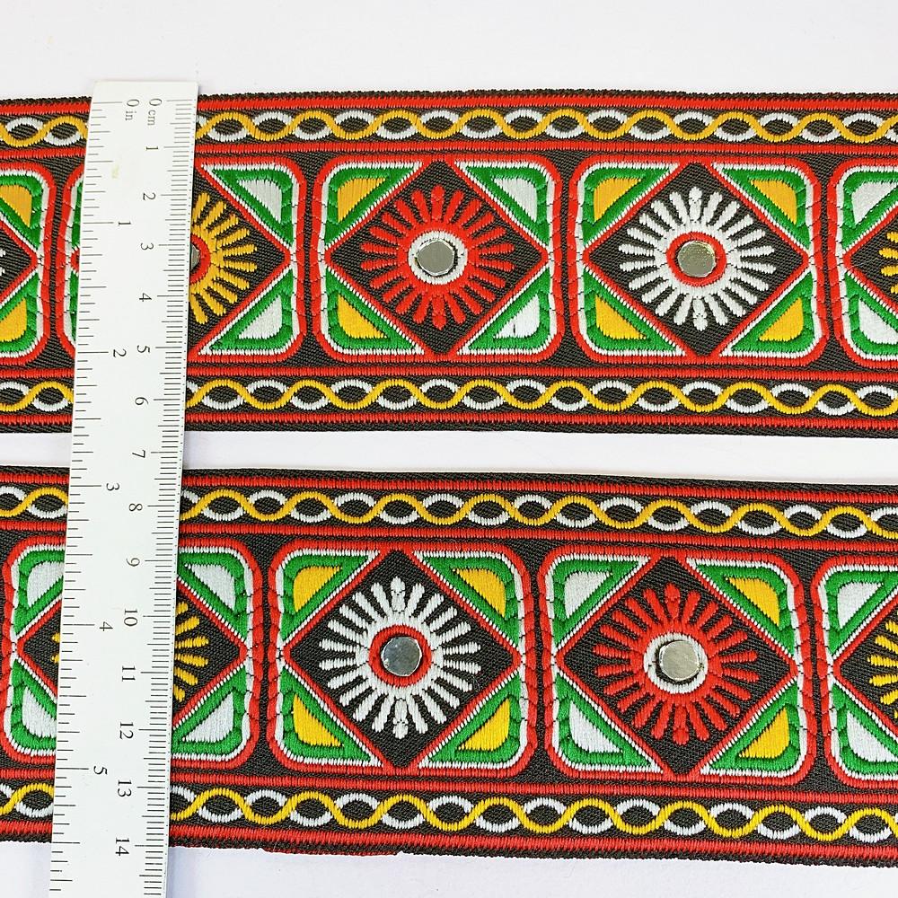 66 mm Kutchi Design Jacquard Lace With Zari Work, view 2