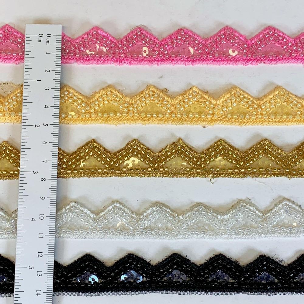 20mm Designer Beads and Sequins Embroidery Lace, view 2