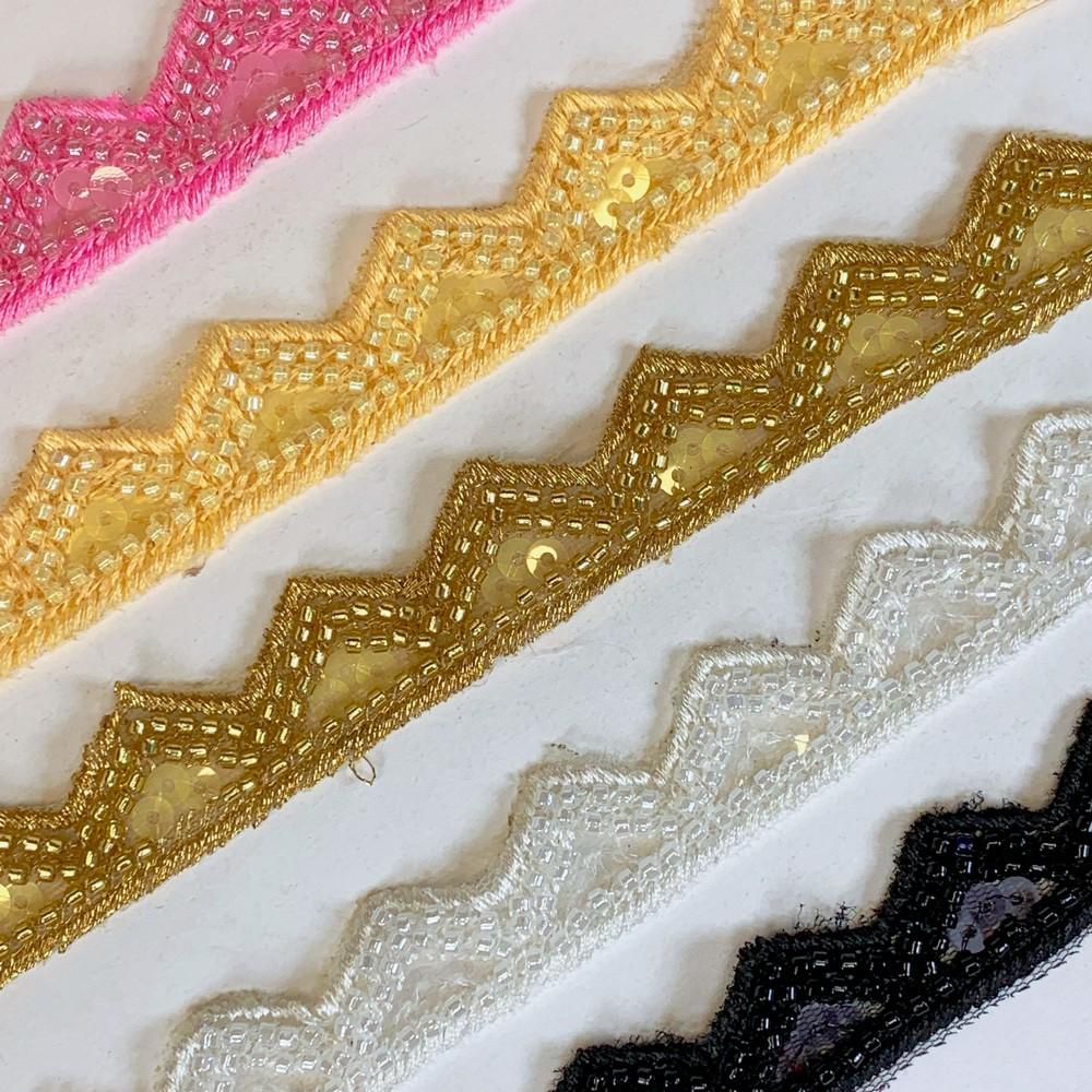 20mm Designer Beads and Sequins Embroidery Lace, view 3