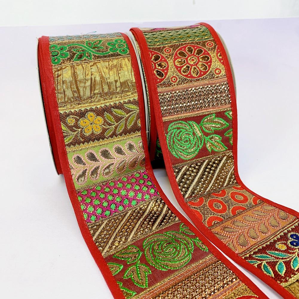 70mm Mix Khichdi Multicolour Jacquard Lace, view 1