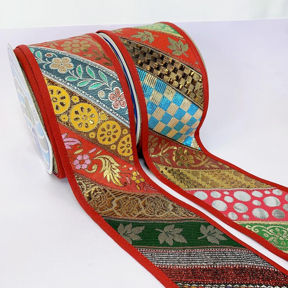 70mm Mix Khichdi Multicolour Jacquard Lace, view 1