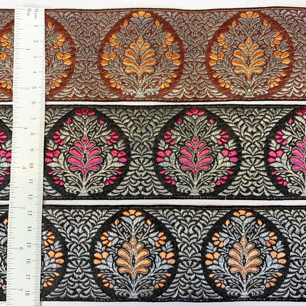 50mm Designer Banarasi Jacquard Ribbons, view 6