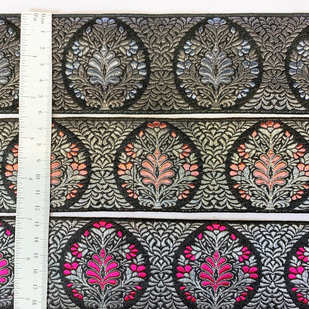 50mm Designer Banarasi Jacquard Ribbons, view 2