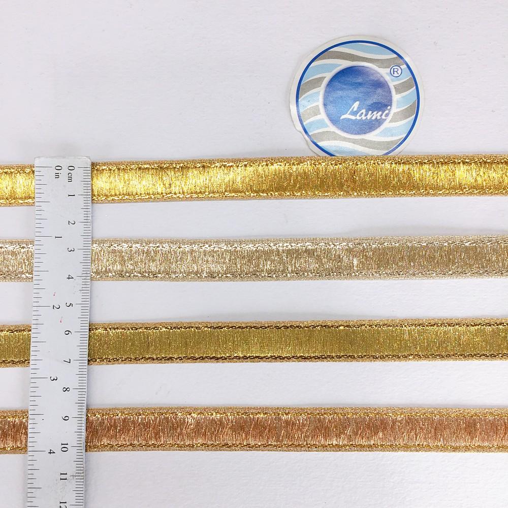 13 mm Thick Gold Metallic Zari Ribbon, view 1