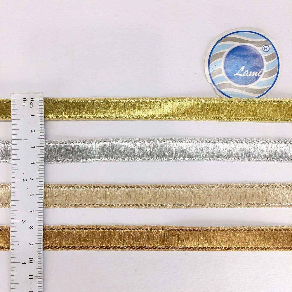 13 mm Thick Gold Metallic Zari Ribbon, view 2