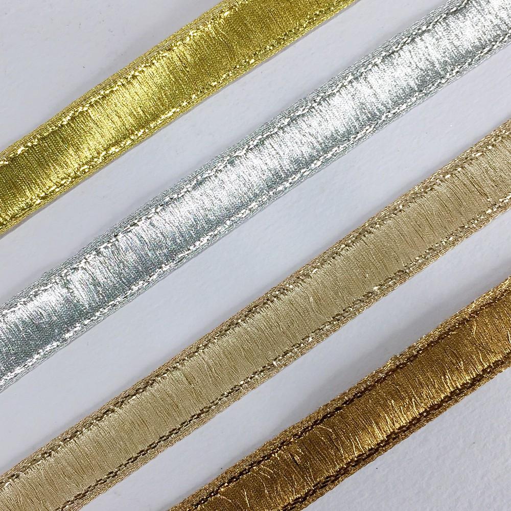 13 mm Thick Gold Metallic Zari Ribbon, view 3