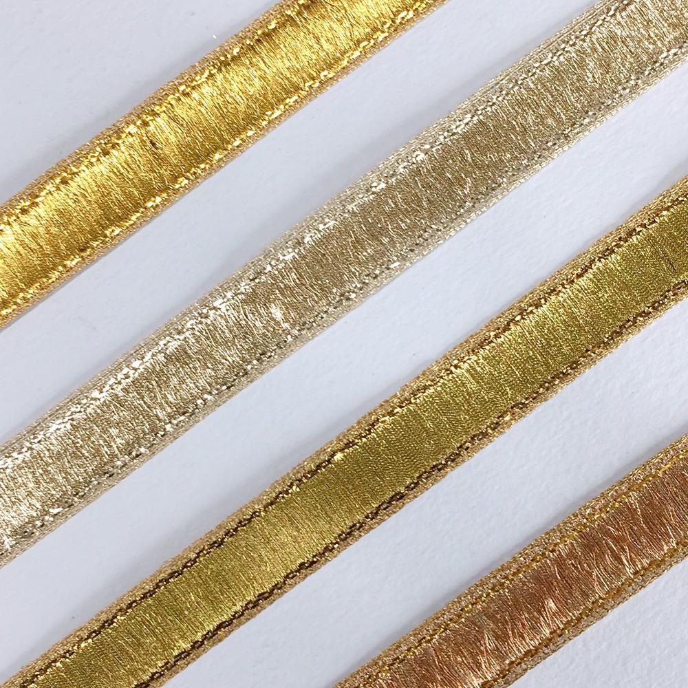 13 mm Thick Gold Metallic Zari Ribbon, view 4
