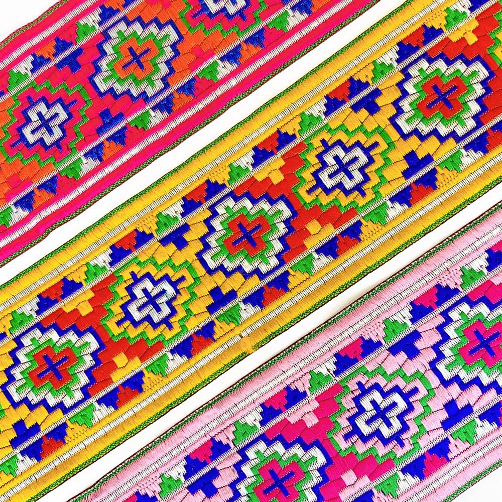 65mm Geometrical ColourFul Jacquard Ribbon, view 3