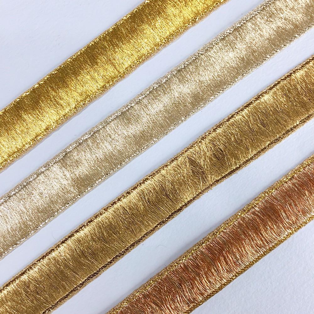 24 mm Thick Gold Metallic Zari Ribbon, view 3