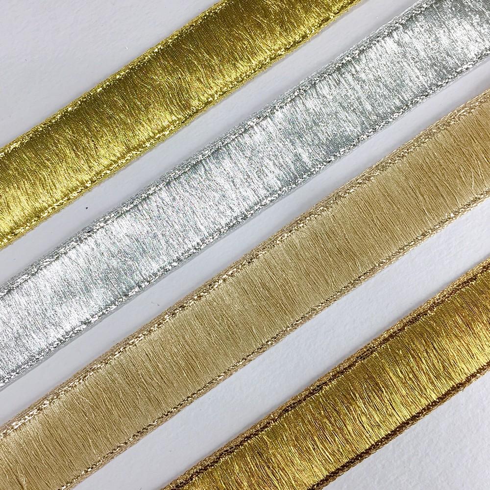 24 mm Thick Gold Metallic Zari Ribbon, view 4