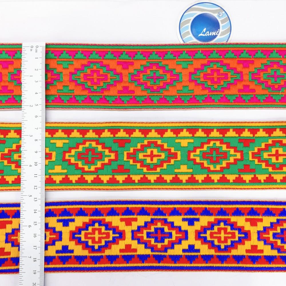 58 mm Designer Geometrical ColourFul Jacquard Ribbon, view 3