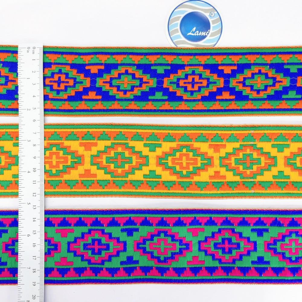 58 mm Designer Geometrical ColourFul Jacquard Ribbon, view 4