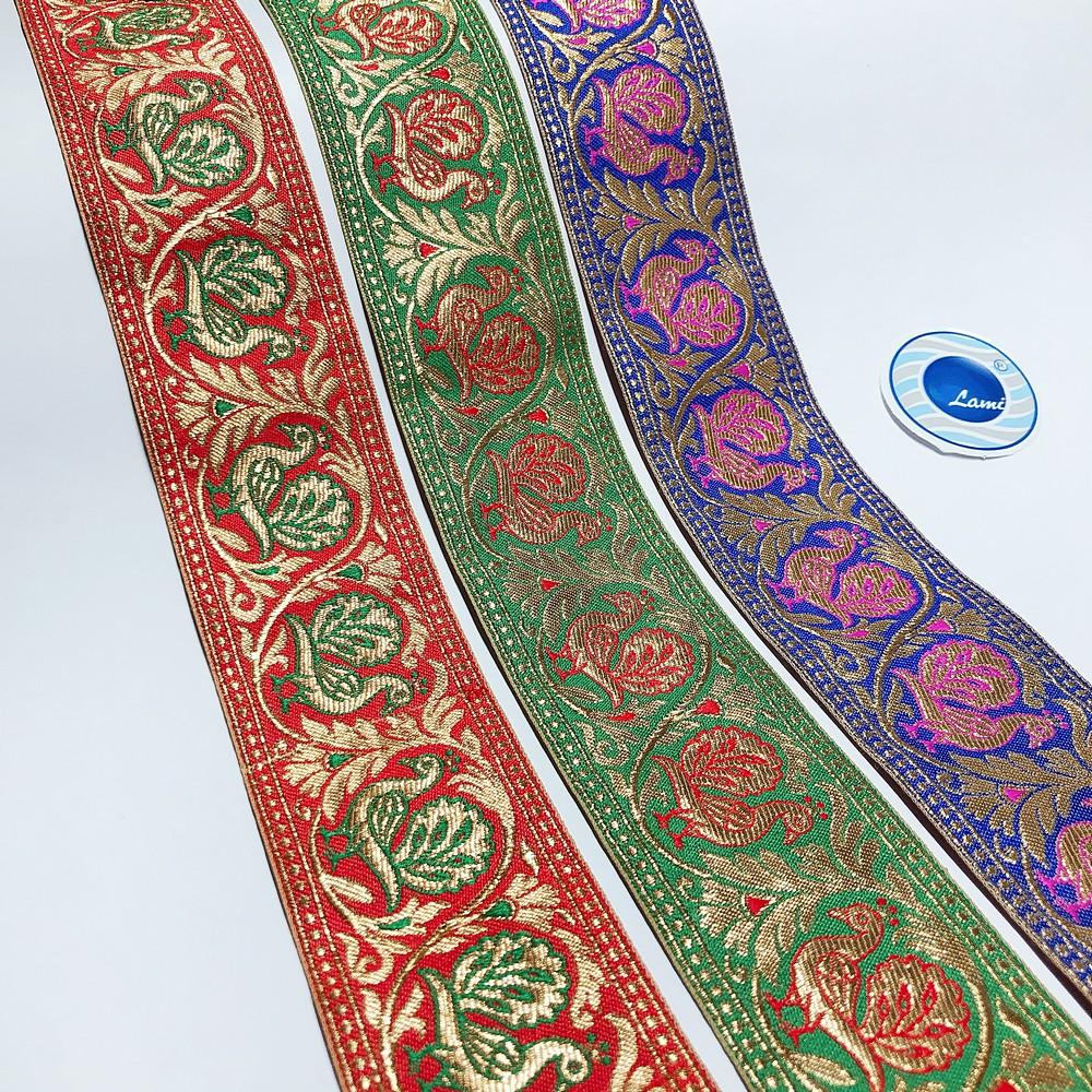 60mm Peacock Design Banarasi Jacquard Lace, view 2