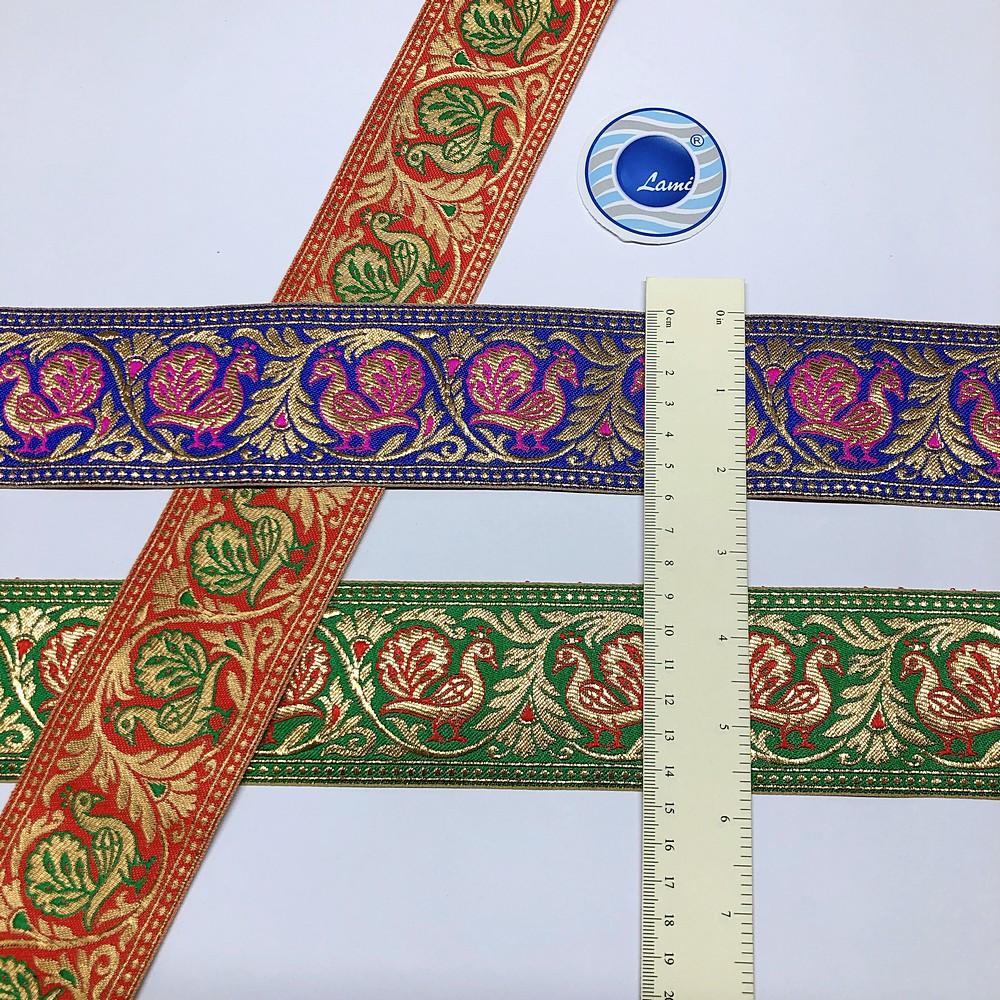 60mm Peacock Design Banarasi Jacquard Lace, view 1