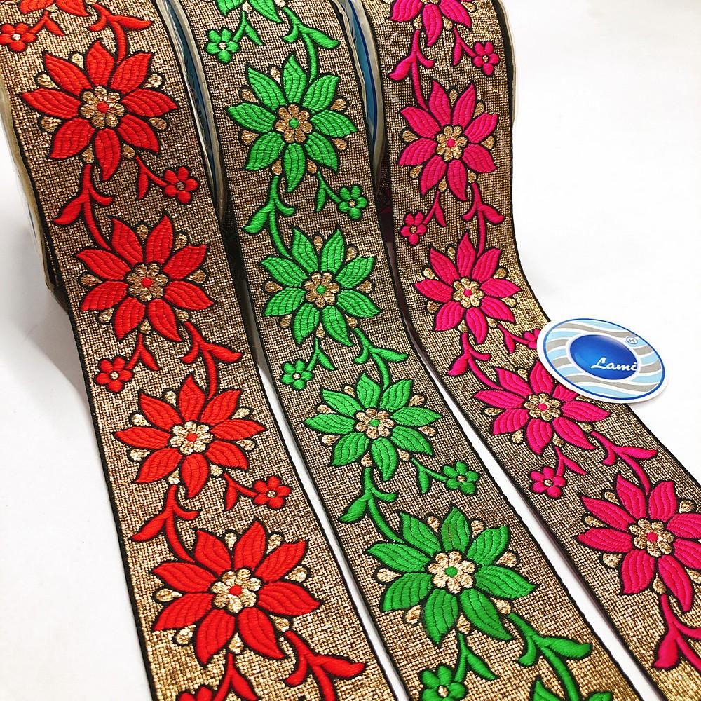 55mm Flower Design Jacquard Ribbon, view 2