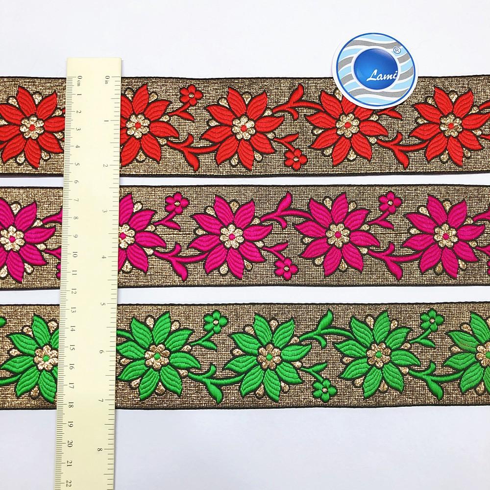 55mm Flower Design Jacquard Ribbon, view 1
