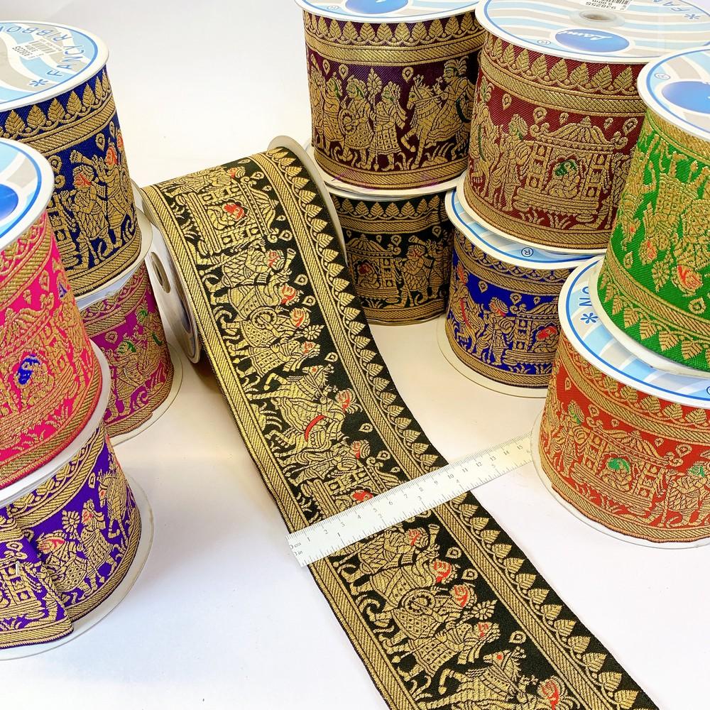 100 mm Designer Banarasi Barat Jacquard Ribbons, view 1