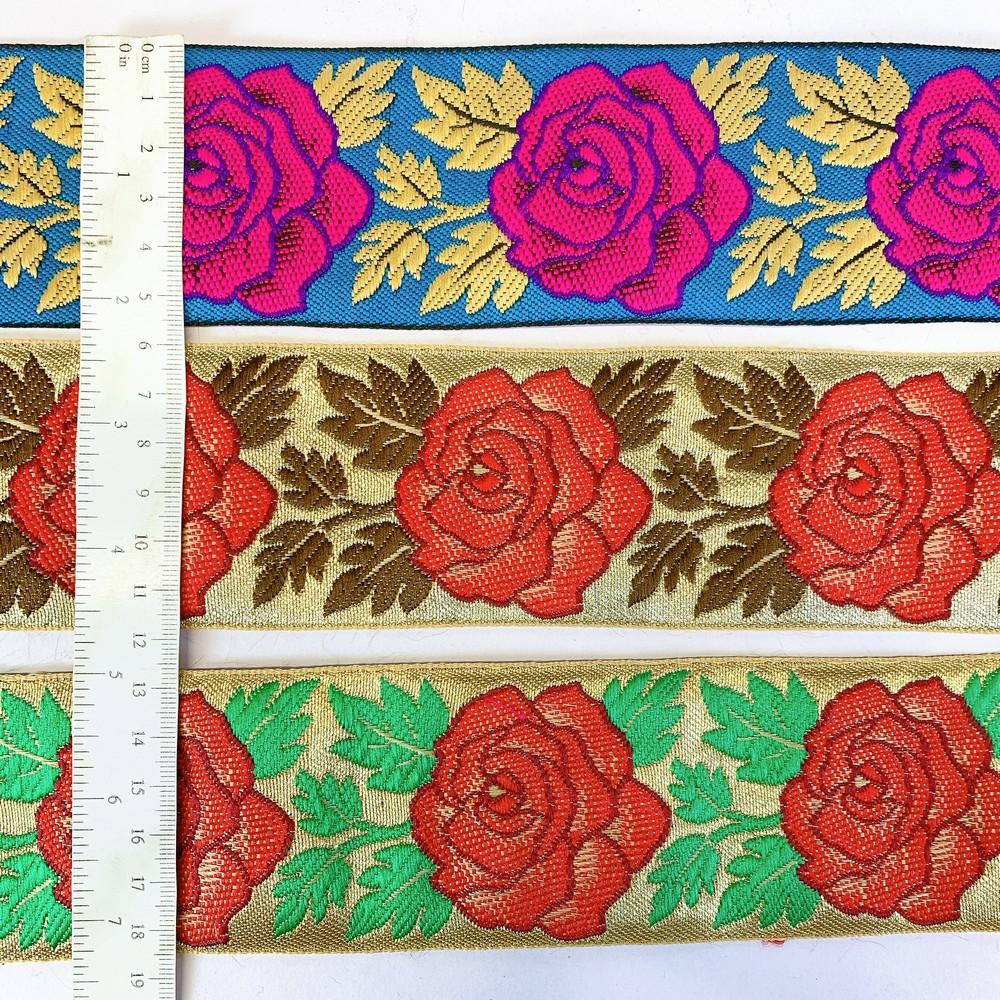 58 mm Rose Design Colourful Jacquard Ribbon, view 4